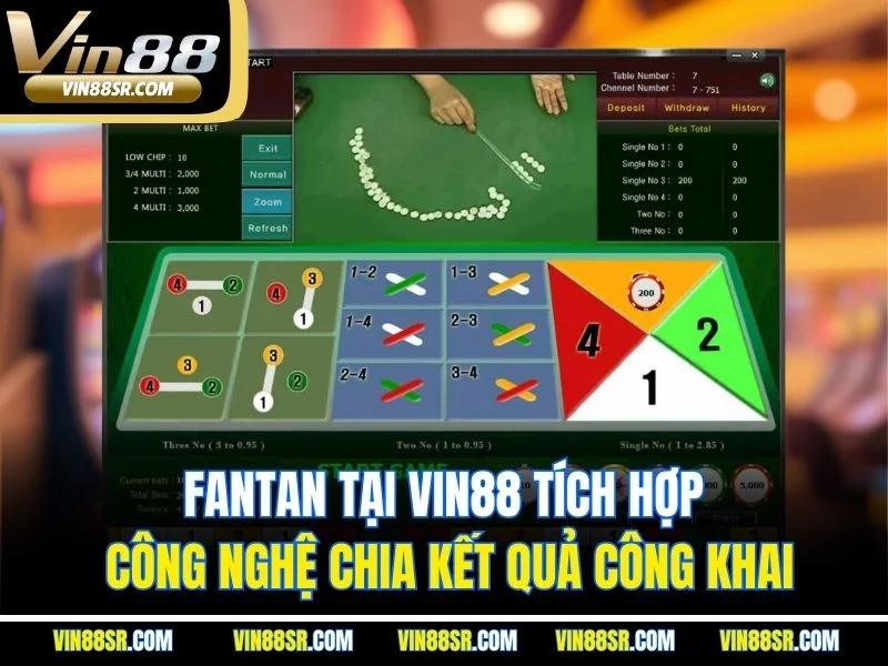 Fantan tại VIN88 tích hợp công nghệ chia kết quả công khai